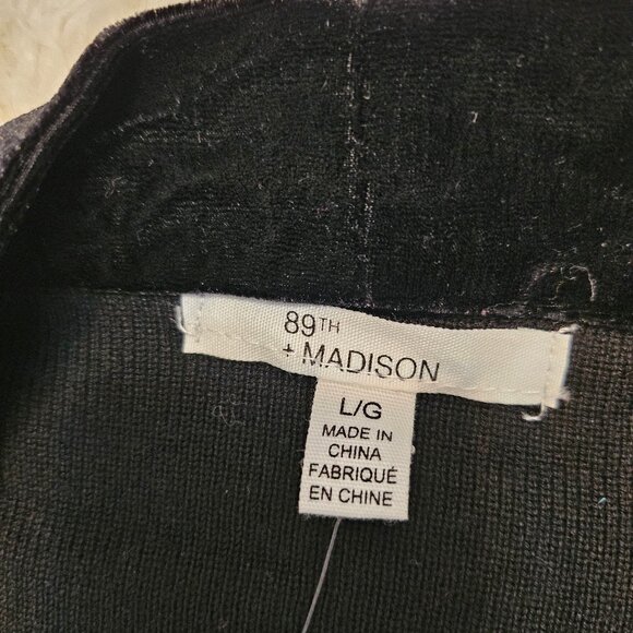 89th Madison Women's Black Velour Trim Open Cardigan Size: L - Picture 8 of 10